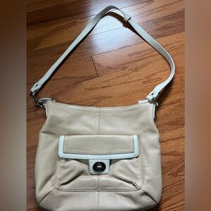Coach Cream and White Crossbody Bag